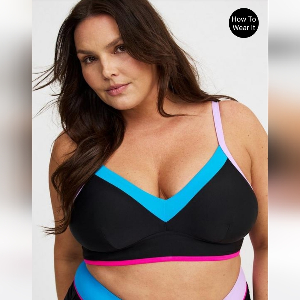 NWT Torrid Colorblock Wireless Triangle Bikini Top